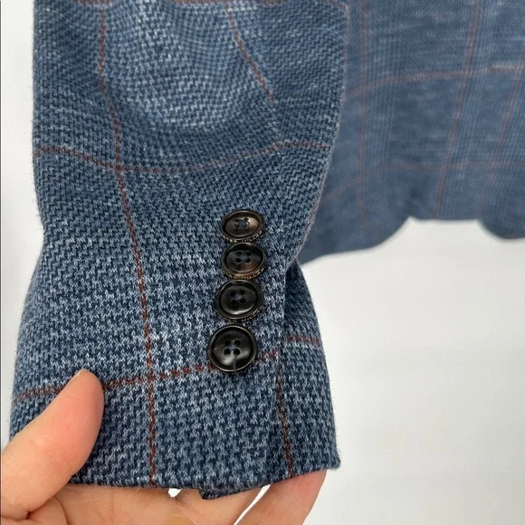Peter Millar Holden Slim-Fit Checked Wool, Silk and Linen-Blend Blazer Blue 44R - Picture 11 of 13